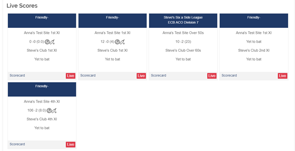 Live Score Widgets for Third Party Sites Play Cricket