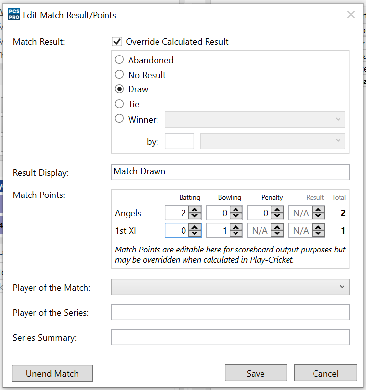 cricket scoring system